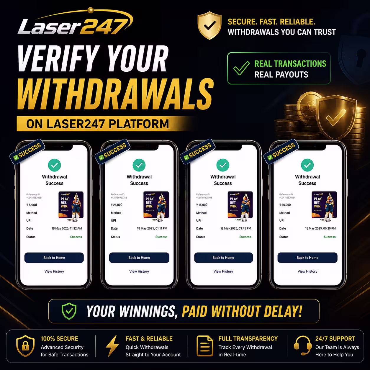 Verify withdrawals on Laser247